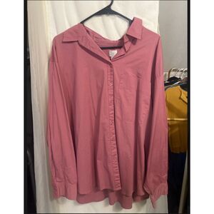 496 A New Day Relaxed Fit Button Down Top Pink Mauve Casual Workwear